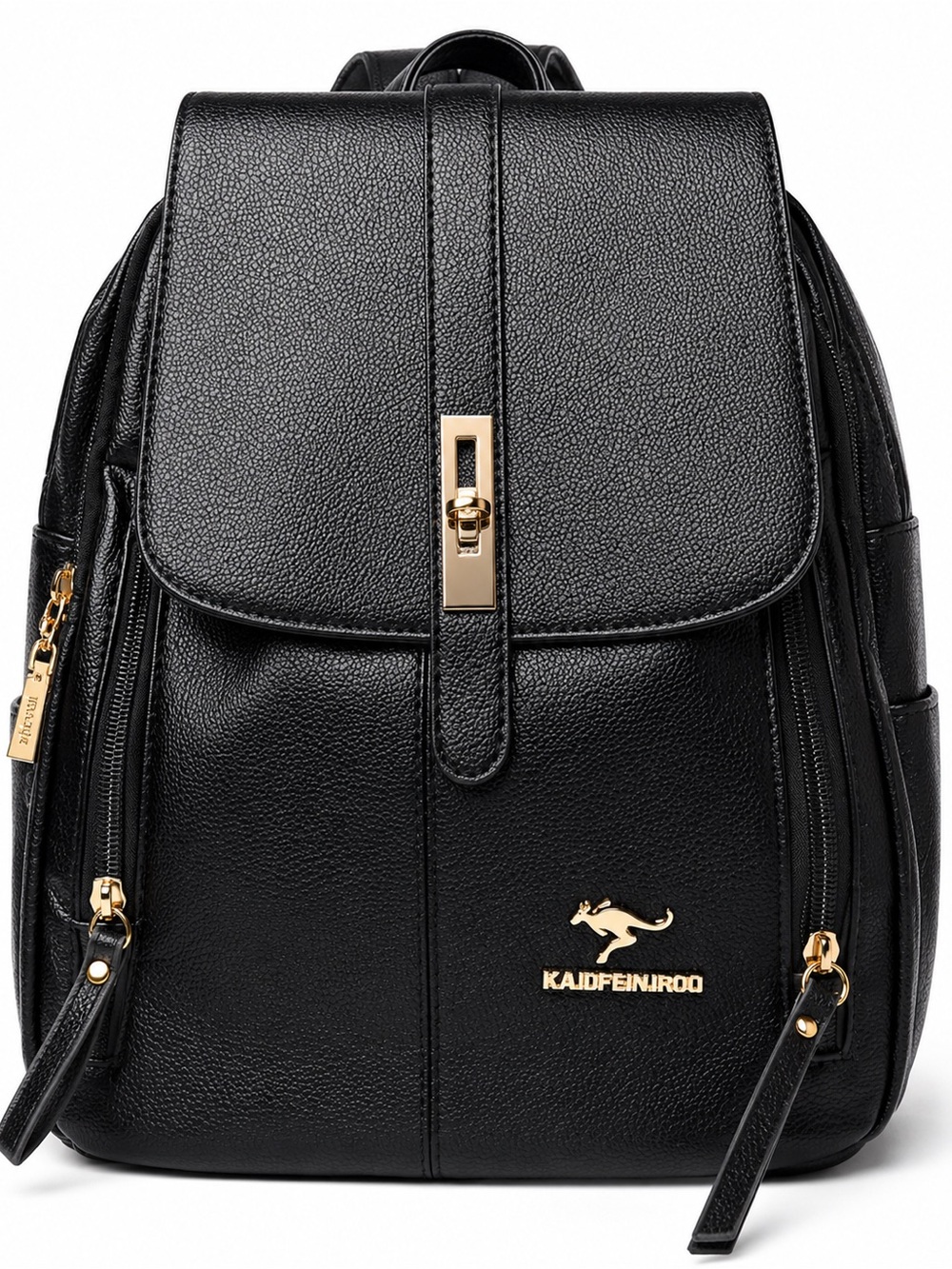 Black Faux Leather Women's Backpack
